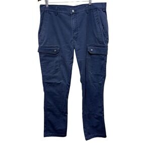 Duluth Trading Pants Mens 38 X 34 Blue 40 Grit Carpenter Workwear Straight Slim